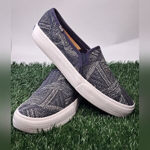 Keds Double Decker Canvas Women’s Navy White Slip On Sneakers Shoes Size 9